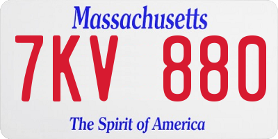 MA license plate 7KV880