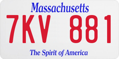 MA license plate 7KV881