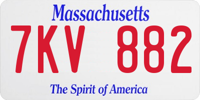 MA license plate 7KV882