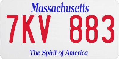 MA license plate 7KV883