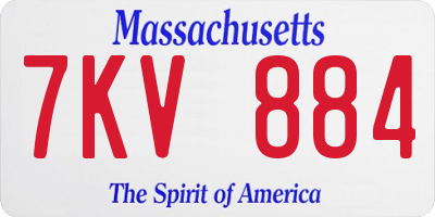 MA license plate 7KV884