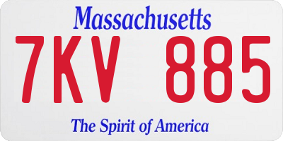 MA license plate 7KV885