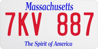 MA license plate 7KV887