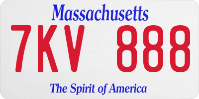 MA license plate 7KV888