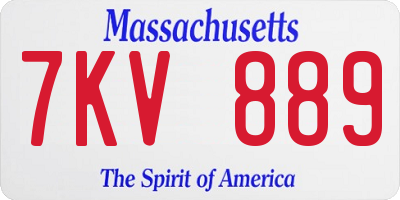 MA license plate 7KV889