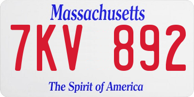 MA license plate 7KV892
