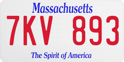 MA license plate 7KV893