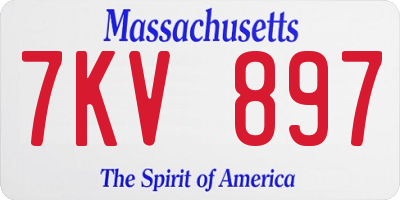 MA license plate 7KV897