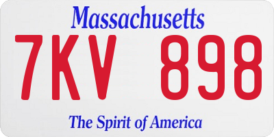 MA license plate 7KV898