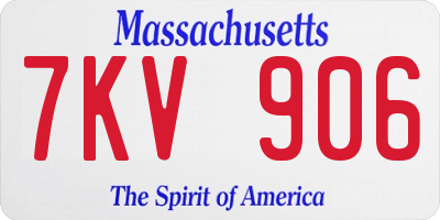 MA license plate 7KV906