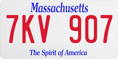 MA license plate 7KV907