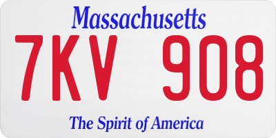 MA license plate 7KV908