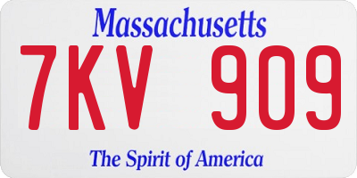 MA license plate 7KV909