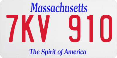 MA license plate 7KV910