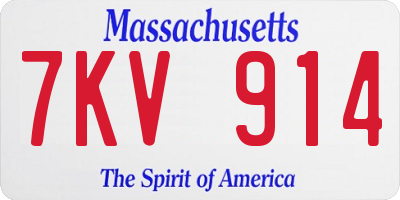 MA license plate 7KV914