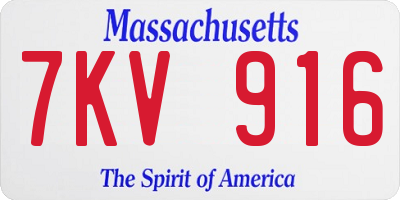 MA license plate 7KV916