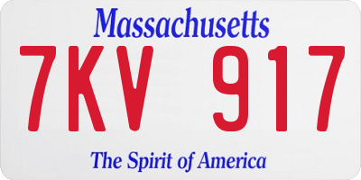 MA license plate 7KV917