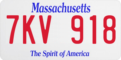 MA license plate 7KV918