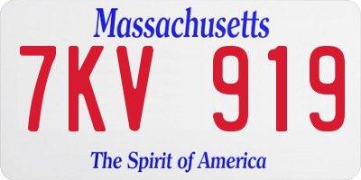 MA license plate 7KV919