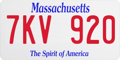 MA license plate 7KV920