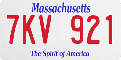 MA license plate 7KV921
