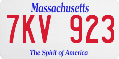 MA license plate 7KV923