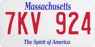 MA license plate 7KV924