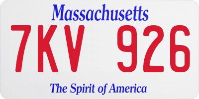MA license plate 7KV926