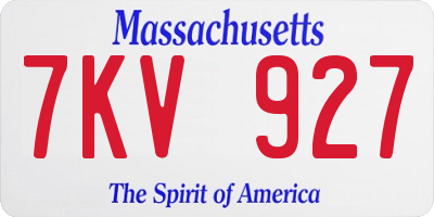 MA license plate 7KV927