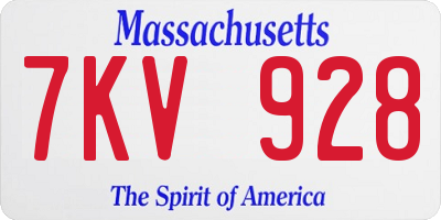 MA license plate 7KV928