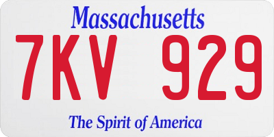 MA license plate 7KV929
