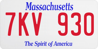 MA license plate 7KV930