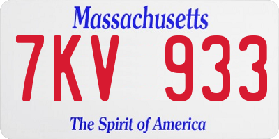 MA license plate 7KV933