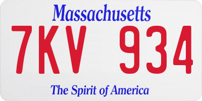 MA license plate 7KV934