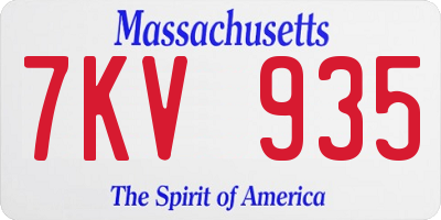 MA license plate 7KV935
