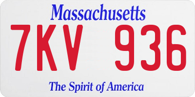 MA license plate 7KV936