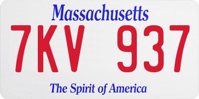 MA license plate 7KV937