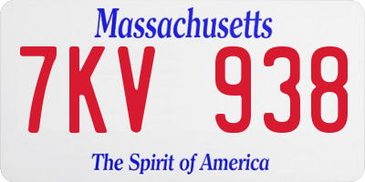 MA license plate 7KV938