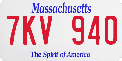 MA license plate 7KV940