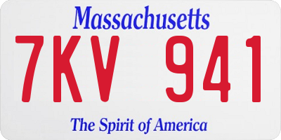 MA license plate 7KV941