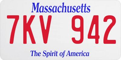 MA license plate 7KV942