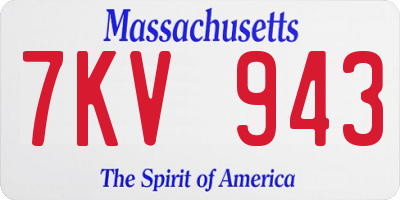 MA license plate 7KV943