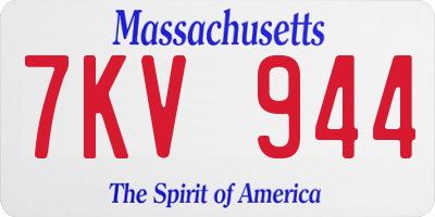 MA license plate 7KV944