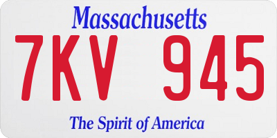 MA license plate 7KV945