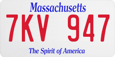 MA license plate 7KV947