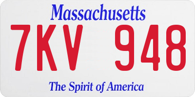 MA license plate 7KV948