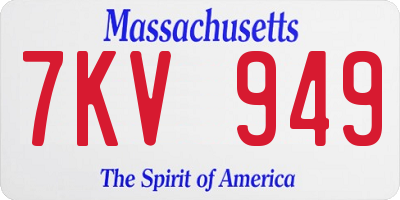 MA license plate 7KV949