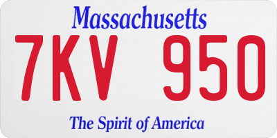 MA license plate 7KV950