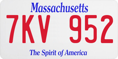 MA license plate 7KV952