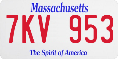 MA license plate 7KV953
